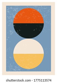 Afiche de diseño geométrico mínimo de los años 20, plantilla vectorial con elementos primitivos, estilo hipster moderno