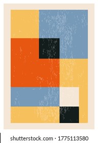 Minimal 20s geometric design poster, vector template with primitive shapes elements, modern hipster style