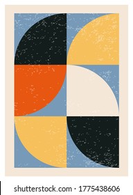 Minimal 20s geometric design poster, vector template with primitive shapes elements, modern hipster style