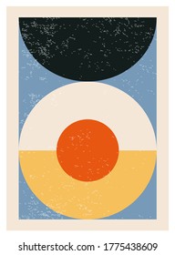 Afiche de diseño geométrico mínimo de los años 20, plantilla vectorial con elementos primitivos, estilo hipster moderno