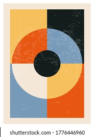 Afiche de diseño geométrico mínimo de los años 20, plantilla vectorial con elementos primitivos, estilo hipster moderno