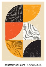 Minimal 20s geometric design poster, vector template with primitive shapes elements, modern hipster style