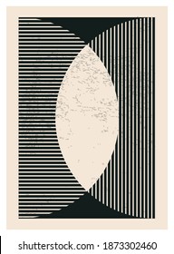 Minimal 20s geometric design poster, vector template with primitive shapes elements, modern hipster style