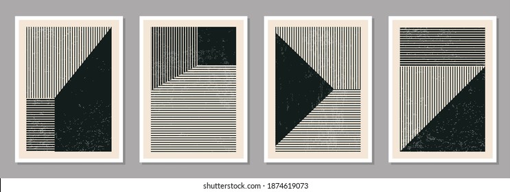 Minimal 20s geometric design poster, vector template with primitive shapes elements, modern hipster style