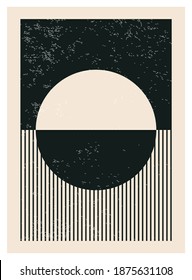 Minimal 20s geometric design poster, vector template with primitive shapes elements, modern hipster style