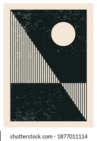 Afiche de diseño geométrico mínimo de los años 20, plantilla vectorial con elementos primitivos, estilo hipster moderno