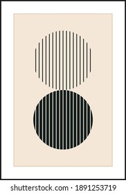 Minimal 20s geometric design poster, vector template with primitive shapes elements, modern hipster style