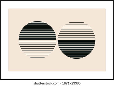 Minimal 20s geometric design poster, vector template with primitive shapes elements, modern hipster style