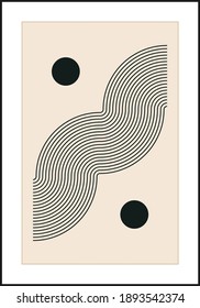 Afiche de diseño geométrico mínimo de los años 20, plantilla vectorial con elementos primitivos, estilo hipster moderno