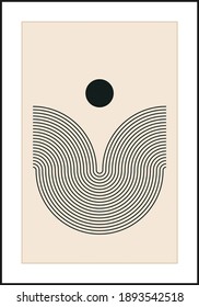Afiche de diseño geométrico mínimo de los años 20, plantilla vectorial con elementos primitivos, estilo hipster moderno