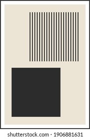 Minimal 20s geometric design poster, vector template with primitive shapes elements, modern hipster style