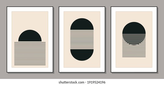Minimal 20s geometric design poster, vector template with primitive shapes elements, modern hipster style