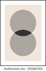 Minimal 20s geometric design poster, vector template with primitive shapes elements, modern hipster style