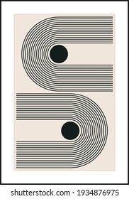 Minimal 20s geometric design poster, vector template with primitive shapes