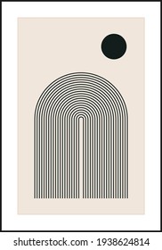 Minimal 20s geometric design poster, vector template with primitive shapes