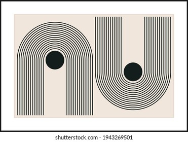 Afiche de diseño geométrico mínimo de los años 20, plantilla vectorial con formas primitivas