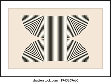 Minimal 20s geometric design poster, vector template with primitive shapes
