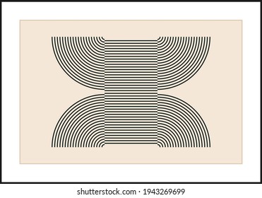 Minimal 20s geometric design poster, vector template with primitive shapes
