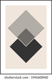 Afiche de diseño geométrico mínimo de los años 20, plantilla vectorial con formas primitivas