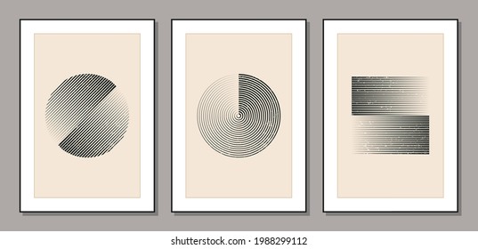 Minimal 20s geometric design poster, vector template with primitive shapes