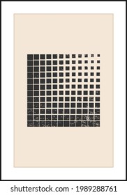 Afiche de diseño geométrico mínimo de los años 20, plantilla vectorial con formas primitivas