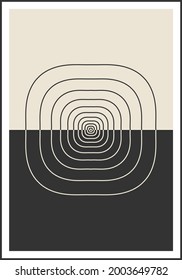 Minimal 20s geometric design poster, vector template with primitive shapes