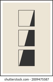 Afiche de diseño geométrico mínimo de los años 20, plantilla vectorial con formas primitivas