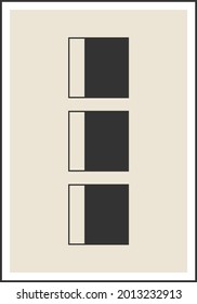 Minimal 20s geometric design poster, vector template with primitive shapes