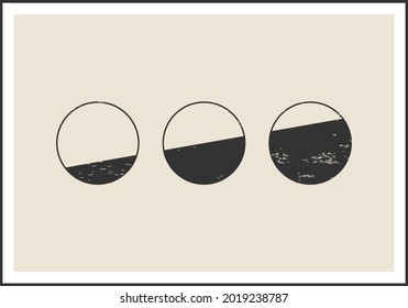 Minimal 20s geometric design poster, vector template with primitive shapes
