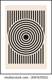 Minimal 20s geometric design poster, vector template with primitive shapes