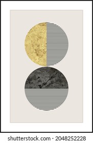 Afiche de diseño geométrico mínimo de los años 20, plantilla vectorial con formas primitivas