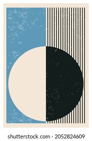 Minimal 20s geometric design poster, vector template with primitive shapes