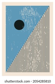 Minimal 20s geometric design poster, vector template with primitive shapes