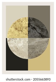 Minimal 20s geometric design poster, vector template with primitive shapes