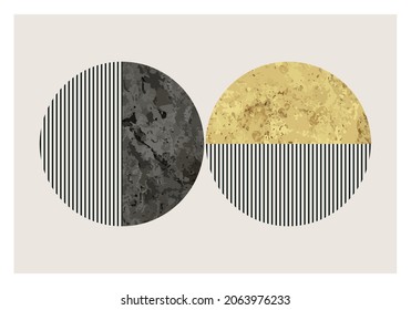 Minimal 20s geometric design poster, vector template with primitive shapes