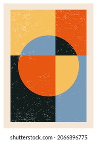 Afiche de diseño geométrico mínimo de los años 20, plantilla vectorial con formas primitivas