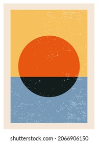 Minimal 20s geometric design poster, vector template with primitive shapes