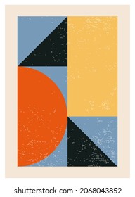 Minimal 20s geometric design poster, vector template with primitive shapes