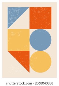 Minimal 20s geometric design poster, vector template with primitive shapes