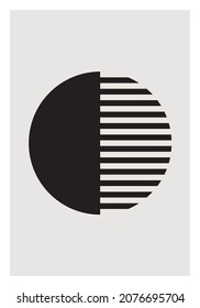Minimal 20s geometric design poster, vector template with primitive shapes