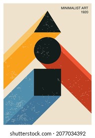 Afiche de diseño geométrico mínimo de los años 20 con formas primitivas