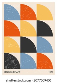 Minimal 20s geometric design poster, vector template with primitive shapes