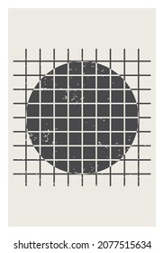 Afiche de diseño geométrico mínimo de los años 20, plantilla vectorial con formas primitivas