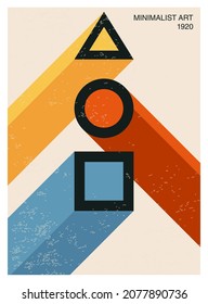 Minimal 20s geometric design poster with primitive shapes