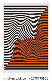 Minimal 20s geometric design poster, vector template with primitive shapes