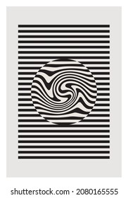 Afiche de diseño geométrico mínimo de los años 20, plantilla vectorial con formas primitivas