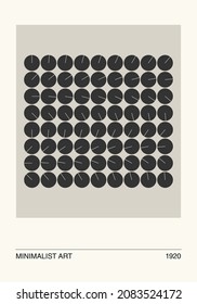 Minimal 20s geometric design poster, vector template with primitive shapes