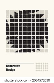 Minimal 20s geometric design poster, vector template with primitive shapes