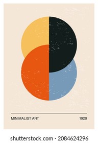 Minimal 20s geometric design poster, vector template with primitive shapes