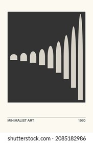 Minimal 20s geometric design poster, vector template with primitive shapes